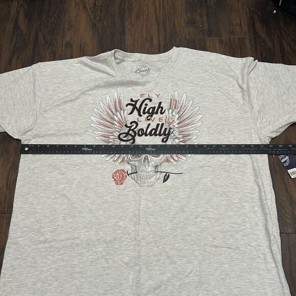 Fly High Live Boldly Skull Rose Graphic Women’s XL Tshirt NWOT - Picture 5 of 6
